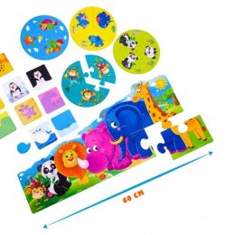 GRA ŚWIAT ZOO DLA PRZEDSZKOLAKÓW 3W1 PUZZLE ZWIERZĘTA ROTER KAFER