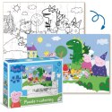 PUZZLE 2w1 ŚWINKA PEPPA 60 ELEMENTÓW UKŁADANKA I KOLOROWANKA W JEDNYM