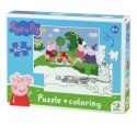 PUZZLE 2w1 ŚWINKA PEPPA 60 ELEMENTÓW UKŁADANKA I KOLOROWANKA W JEDNYM