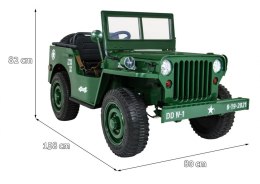 Autko Wojskowe Retro Strong dla 3 dzieci Zielony + Napęd 4x4 + Schowki