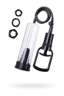 A-TOYS, Penis Pump, PVC, Black, 23.5 cm 3 cock rings included