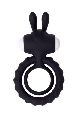 JOS GOOD BUNNY, Penis vibrating ring, silicone, black, 9cm