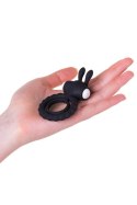 JOS GOOD BUNNY, Penis vibrating ring, silicone, black, 9cm