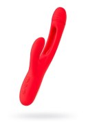 JOS Vibrator with clitoral stimulator Patti with moving tongue, silicone, red, 24 cm