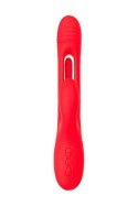 JOS Vibrator with clitoral stimulator Patti with moving tongue, silicone, red, 24 cm