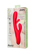 JOS Vibrator with clitoral stimulator Patti with moving tongue, silicone, red, 24 cm