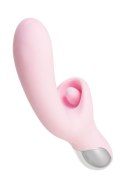 JOS Vibrator with clitoral stimulator Patti with moving tongue, silicone, red, 24 cm