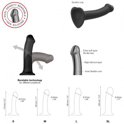 SEMI-REALISTIC DUAL DENSITY BENDABLE DILDO BLACK - M SEMI-REALISTIC DUAL DENSITY BENDABLE DILDO BLACK - M